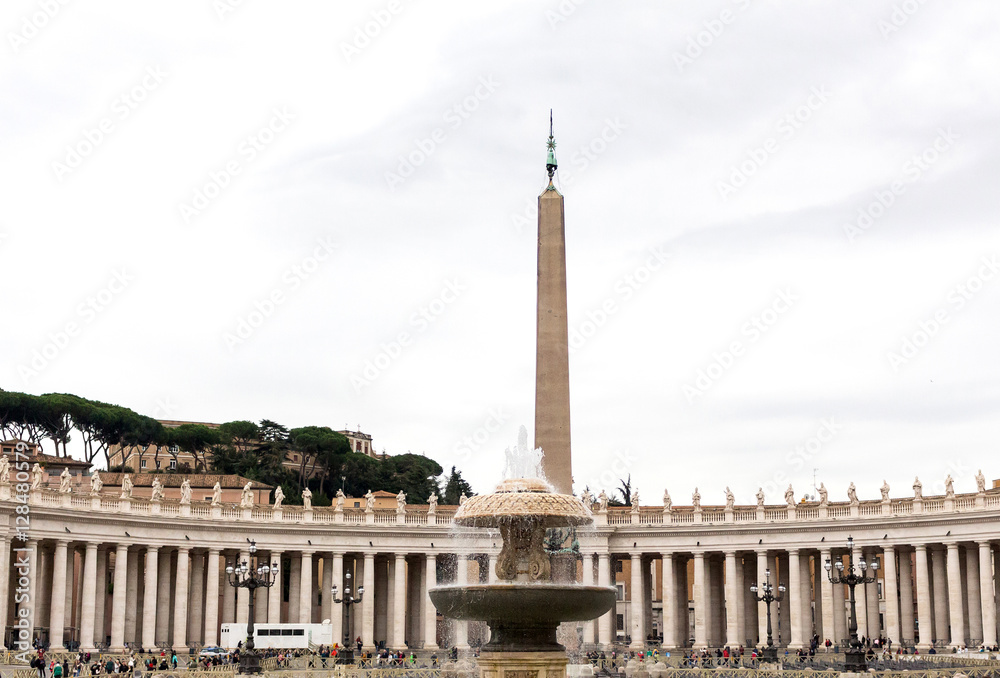 Vatican city, saint peter square view and fountain, rome, italy