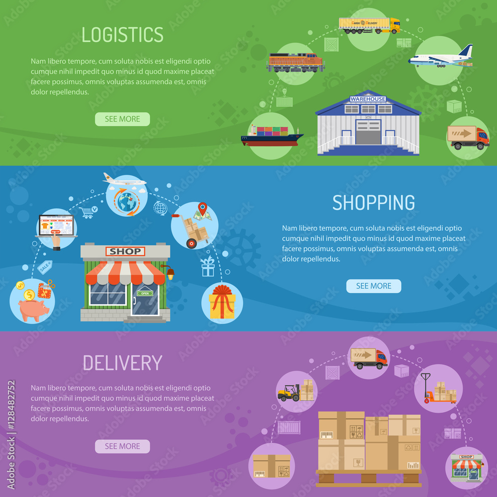 Logistics delivery and shopping Banners