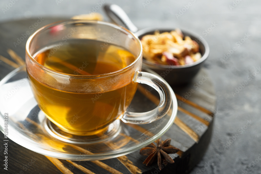 Cup of hot apple tea with spices Cup of hot apple tea with spices