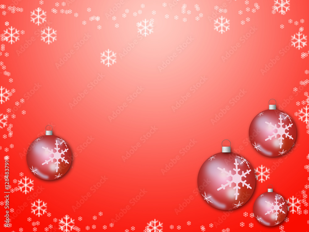 A Red Christmas background with many christmas balls A Red Christmas background with many christmas balls