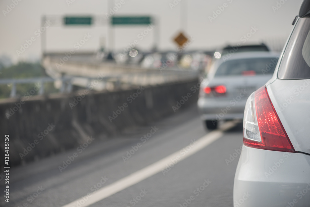 traffic jam with row of car