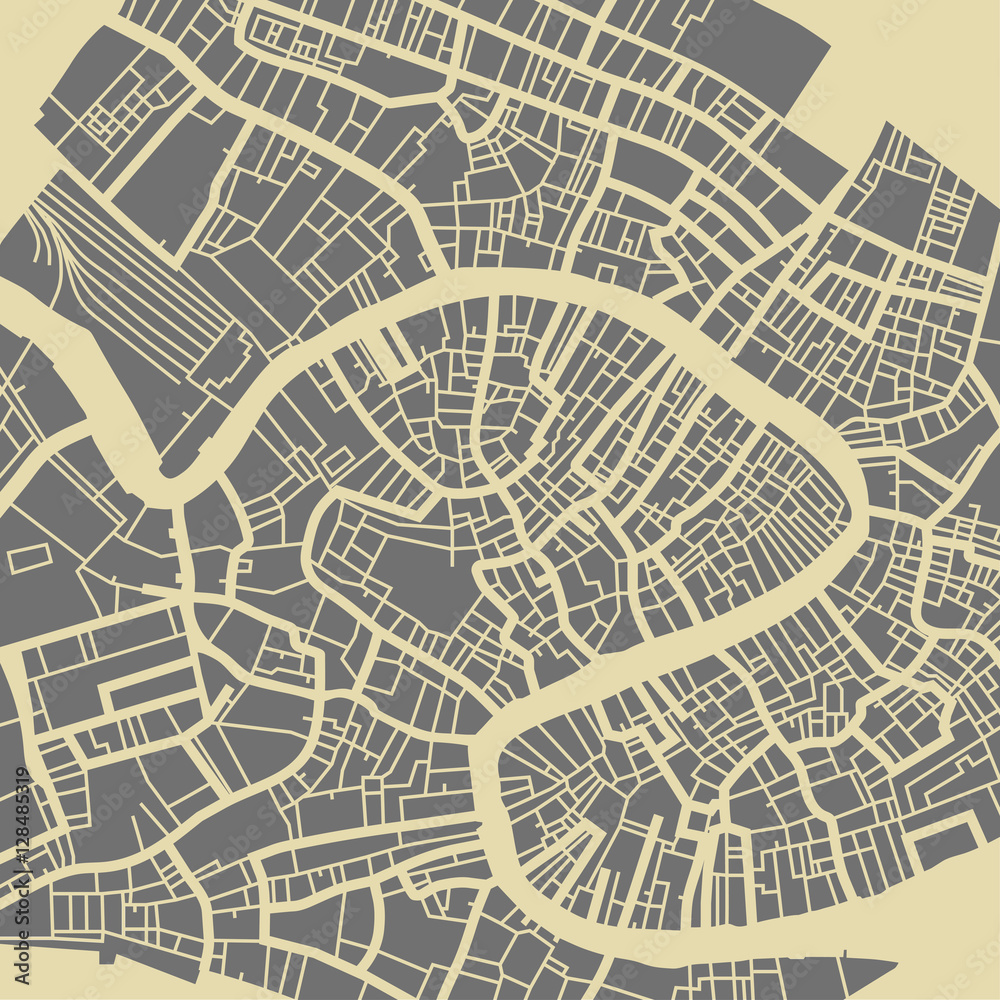 Venice vector map. Monochrome vintage design base for travel card, advertising, gift or poster.