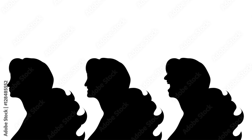 Vector silhouette of profile woman.