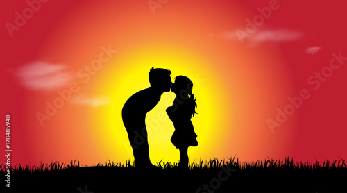 Vector silhouette of siblings.