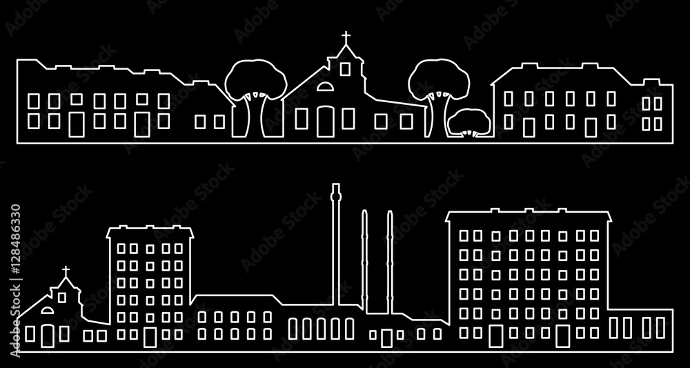 Set of silhouettes cityscapes.