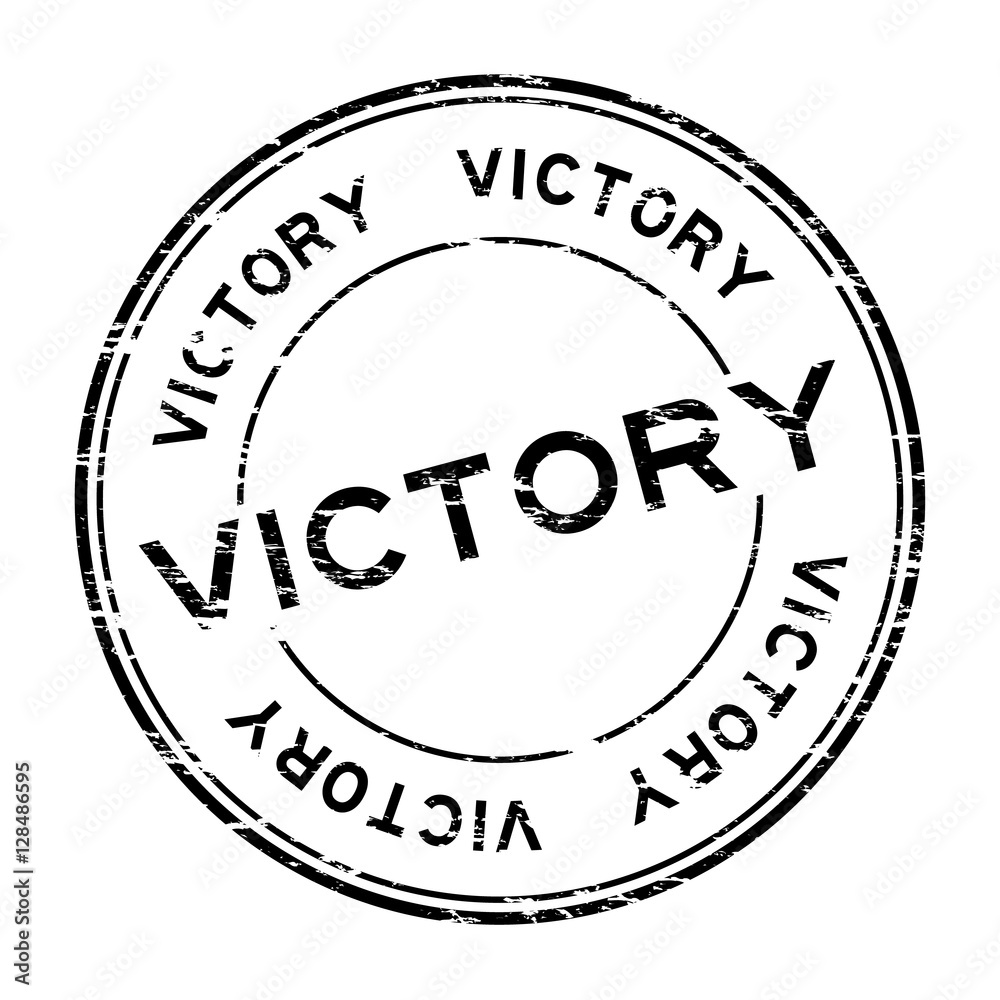 Grunge black victory round rubber stamp