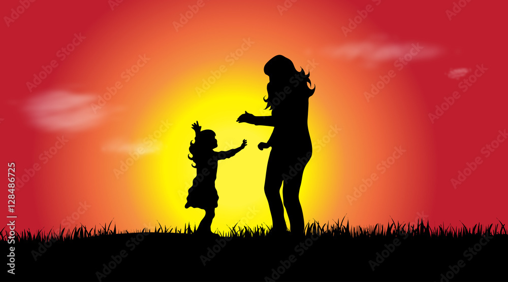 Vector silhouette of family.