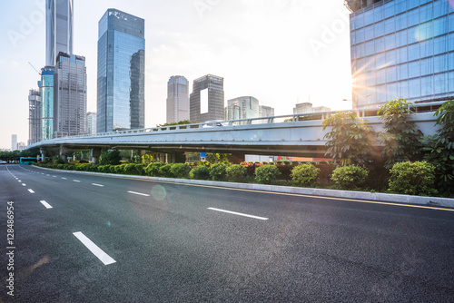 empty highway with cityscape and skyline of Shenzhen China.