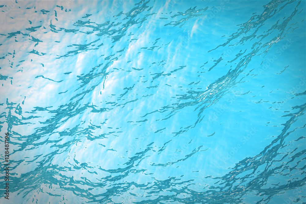 3d rendering underwater sea, ocean surface, high resolution