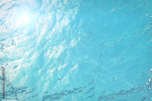 3d rendering surface underwater blue background in sea