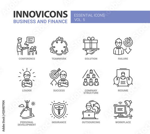Business and fnance line design icons set