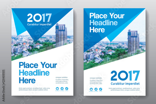 Blue Color Scheme with City Background Business Book Cover Design Template in A4. Can be adapt to Brochure, Annual Report, Magazine,Poster, Corporate Presentation, Portfolio, Flyer, Banner, Website.
