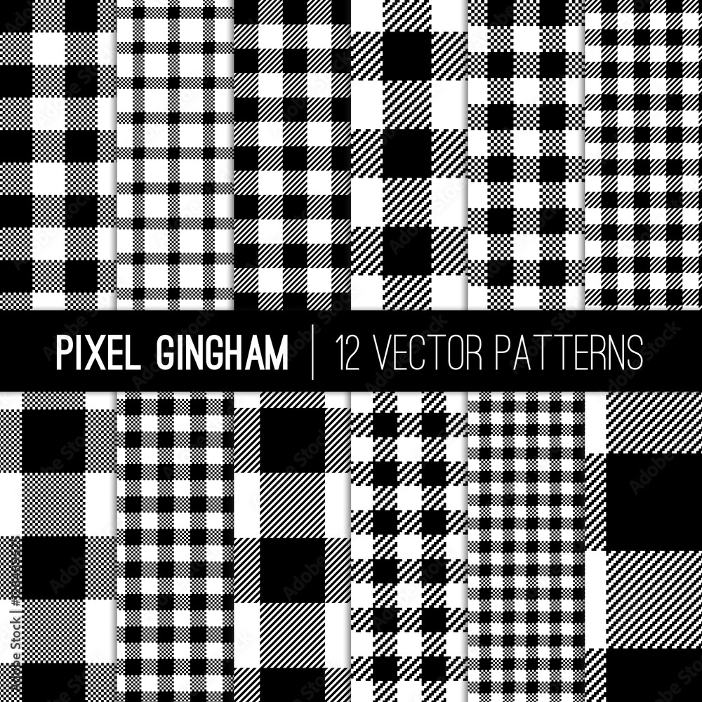 Black and White Gingham Patterns and Buffalo Check Plaid Patterns