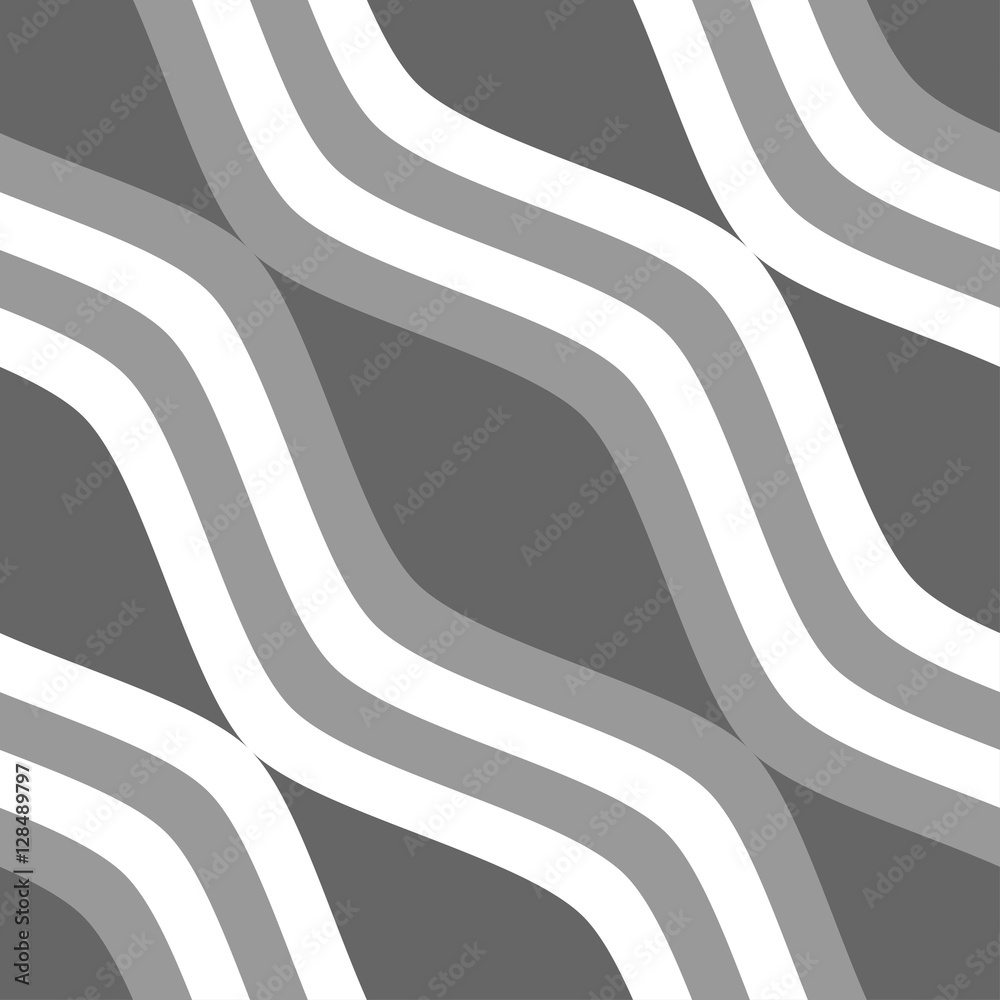 Vector seamless texture. Modern geometric background. Repeating pattern with wavy lines arranged diagonally.