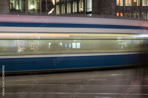 Driving streetcar in the city of Zurich