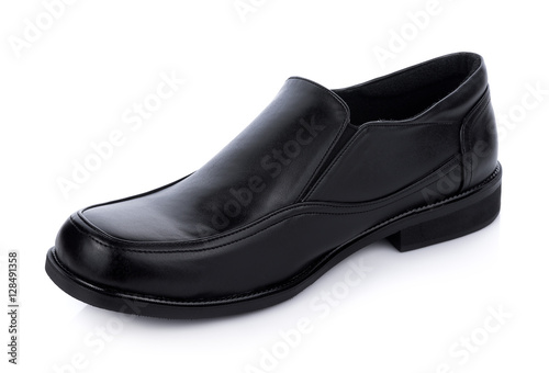 Black Leather shoes isolated on white background