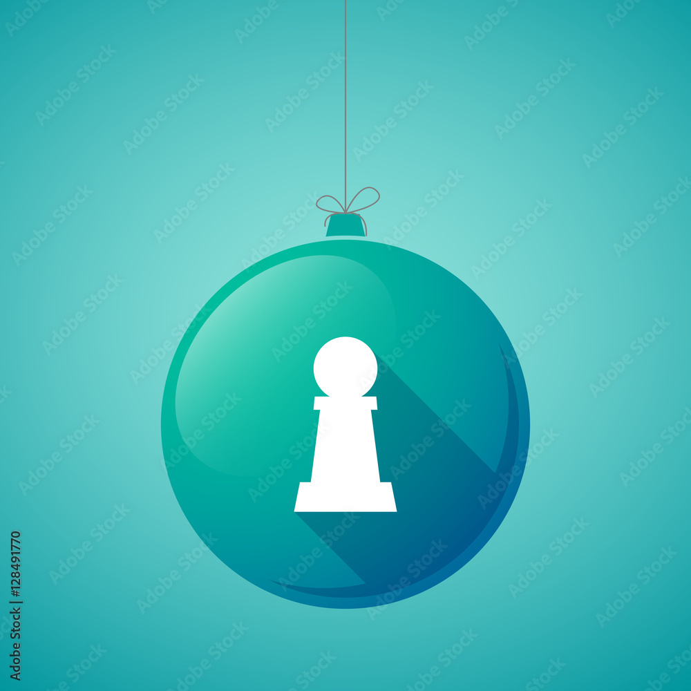Long shadow christmas ball with a pawn chess figure Long shadow christmas ball with a pawn chess figure