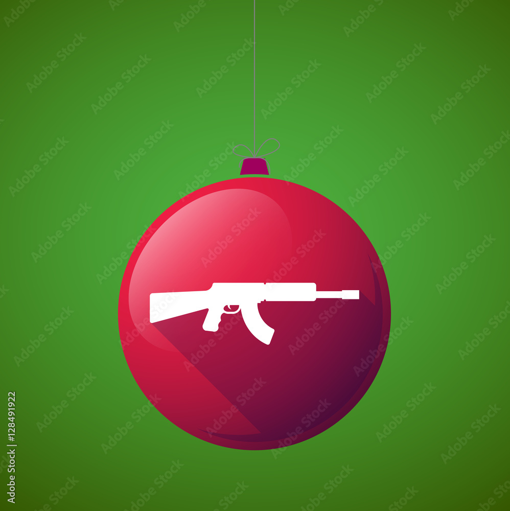 Long shadow christmas ball with a machine gun sign Long shadow christmas ball with a machine gun sign