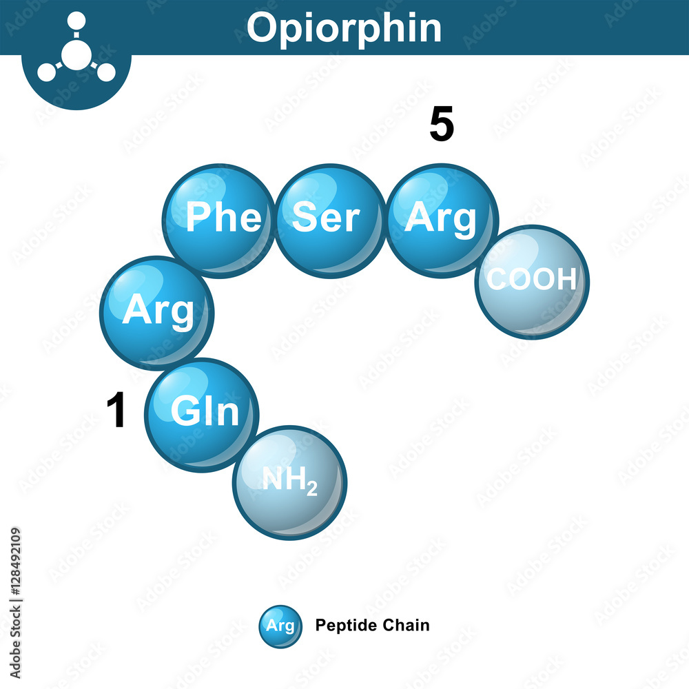 Opiorphin abstract chemical structure, amino acid sequence