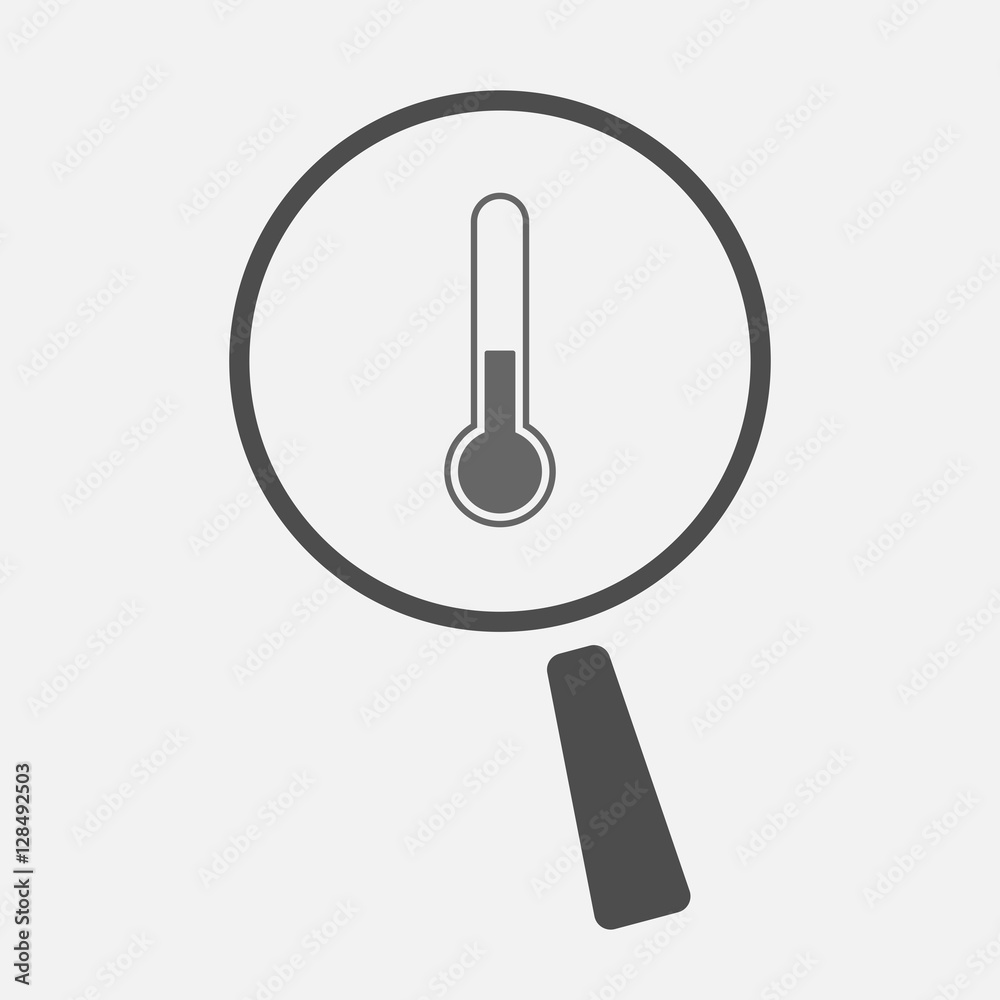 Isolated magnifier with a thermometer icon Isolated magnifier with a thermometer icon