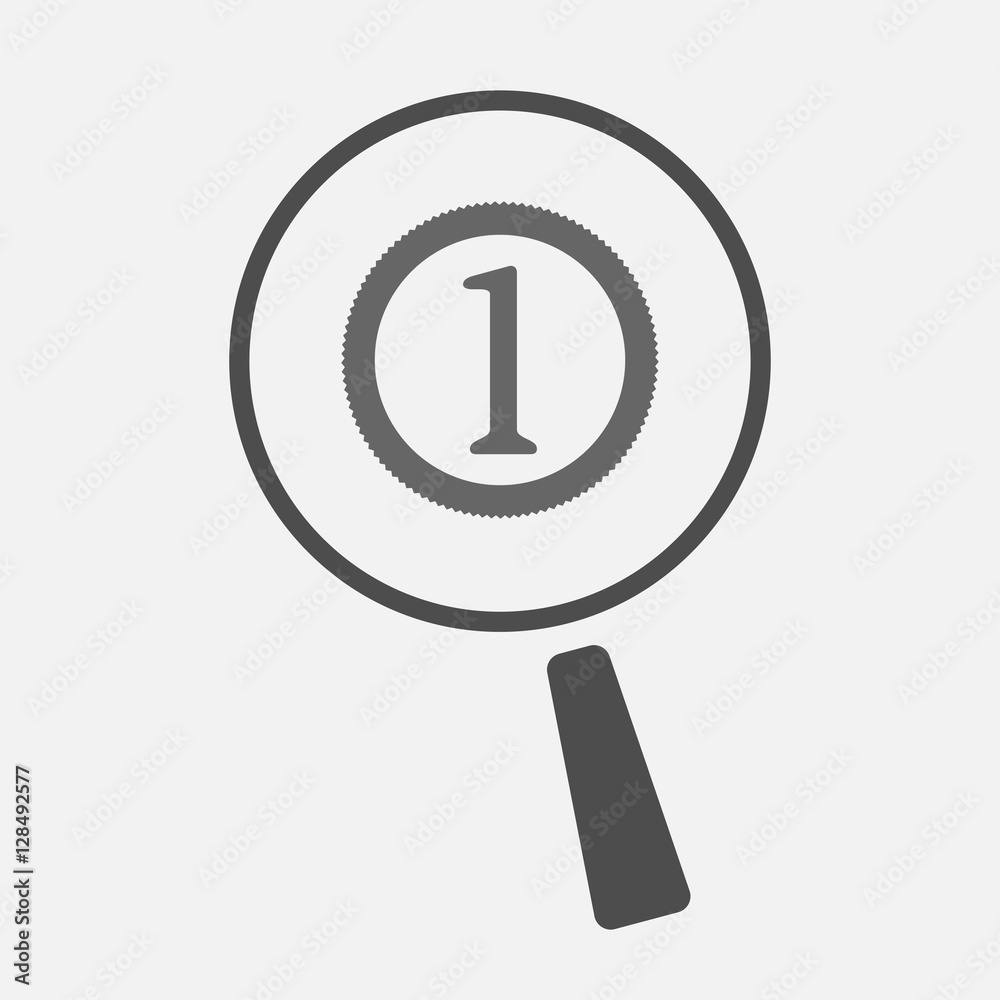 Isolated magnifier with a coin icon Isolated magnifier with a coin icon