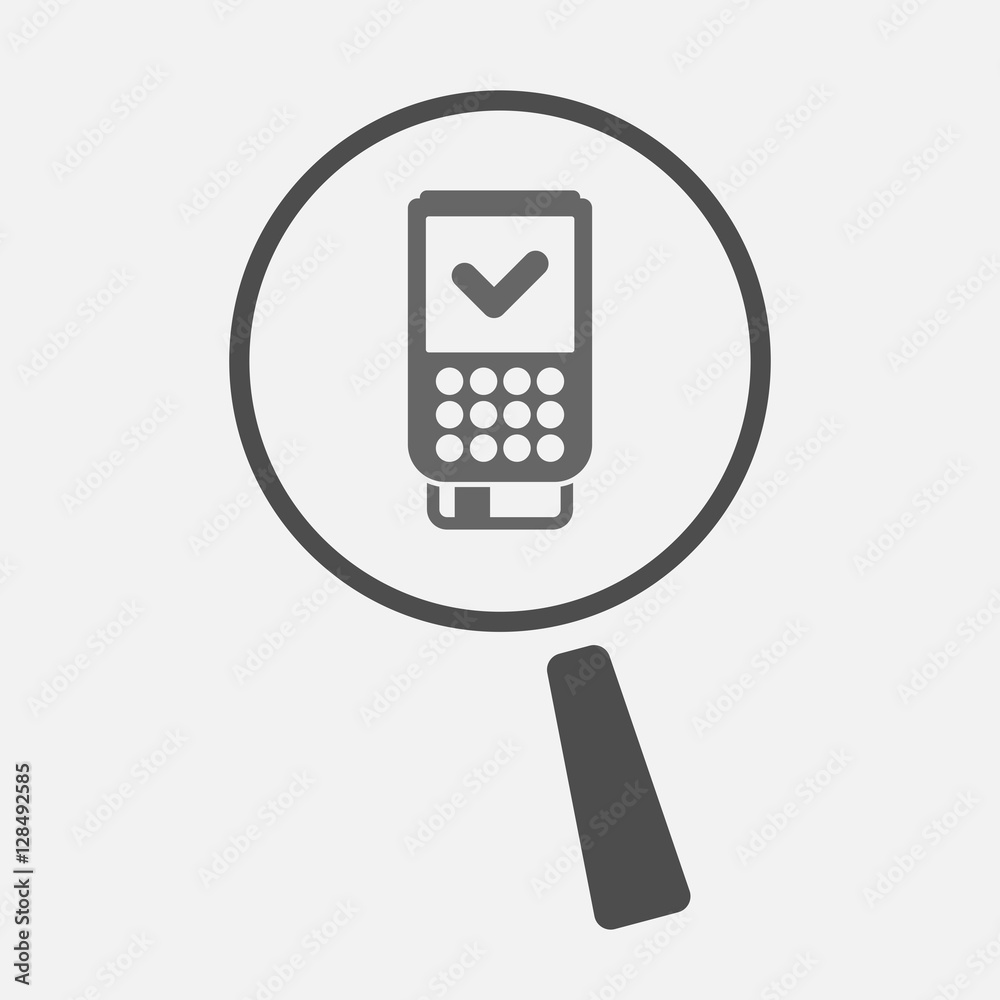 Isolated magnifier with a dataphone icon Isolated magnifier with a dataphone icon