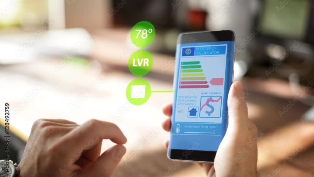 Smart Home, Haus automation mit smart haus app auf tablet oder smartphone konzept