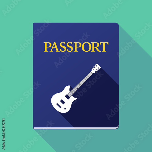Long shadow passport with  an electric guitar
