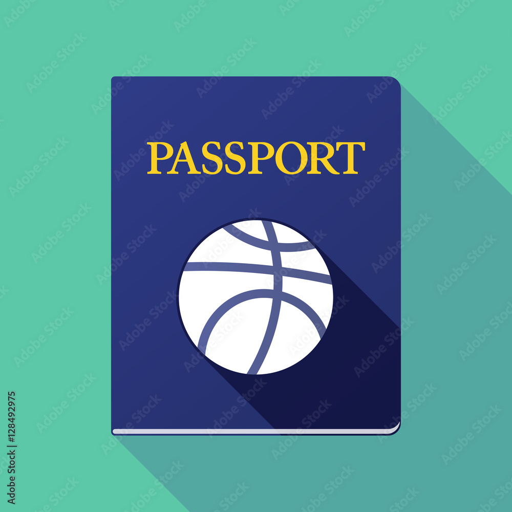 Long shadow passport with a basketball ball Long shadow passport with a basketball ball