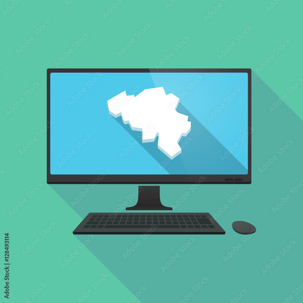 Long shadow pc with the map of Belgium Long shadow pc with the map of Belgium