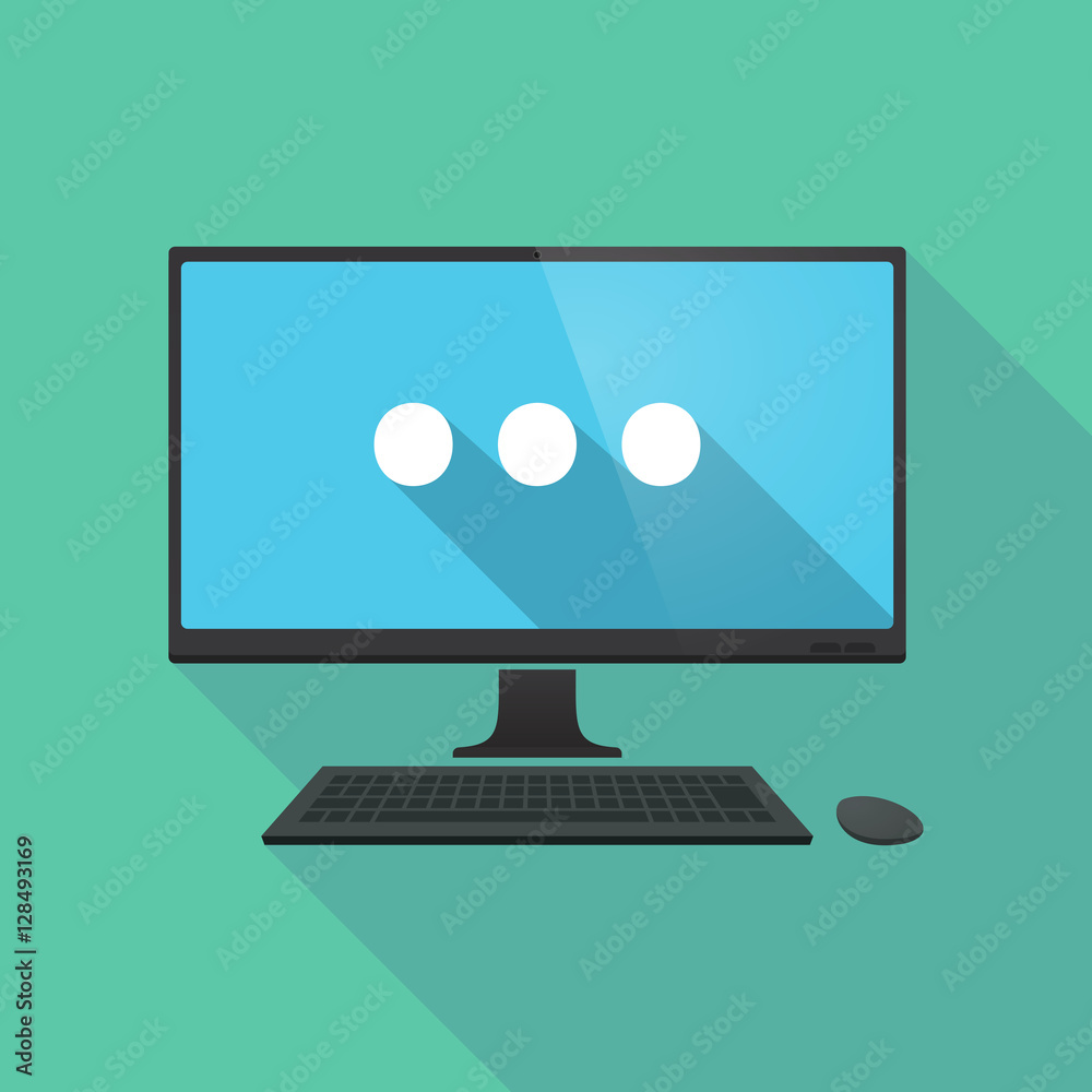 Long shadow pc with an ellipsis orthographic sign Long shadow pc with an ellipsis orthographic sign