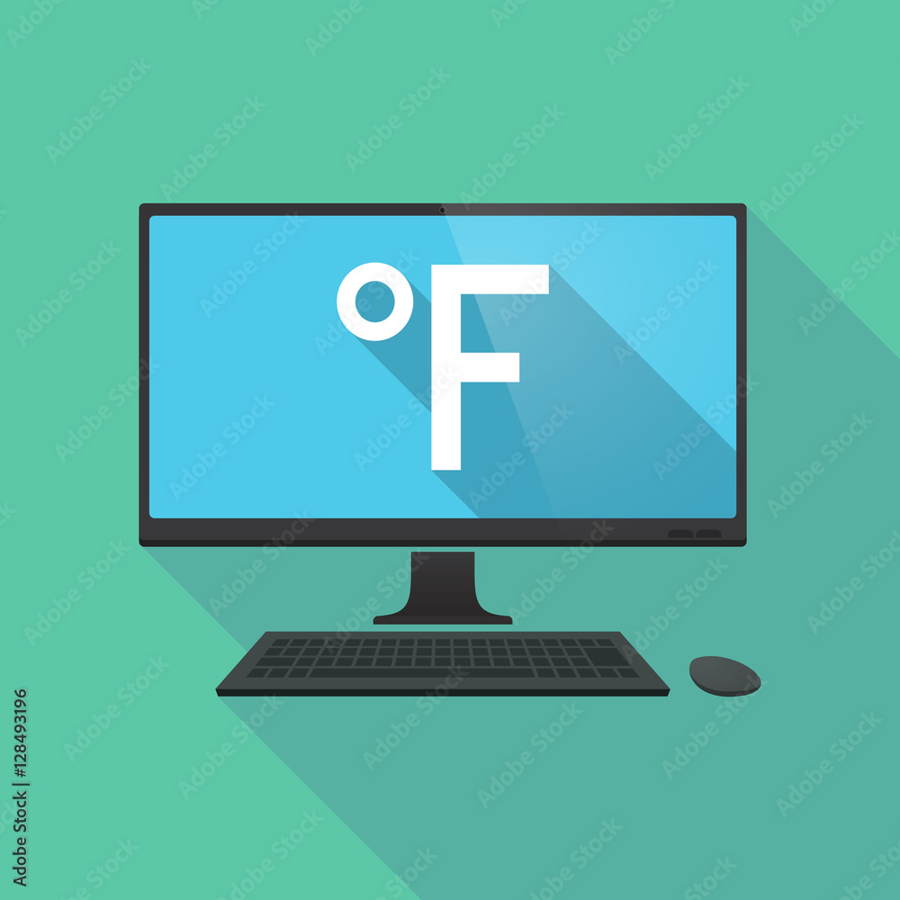 Long shadow pc with a farenheith degrees sign Long shadow pc with a farenheith degrees sign