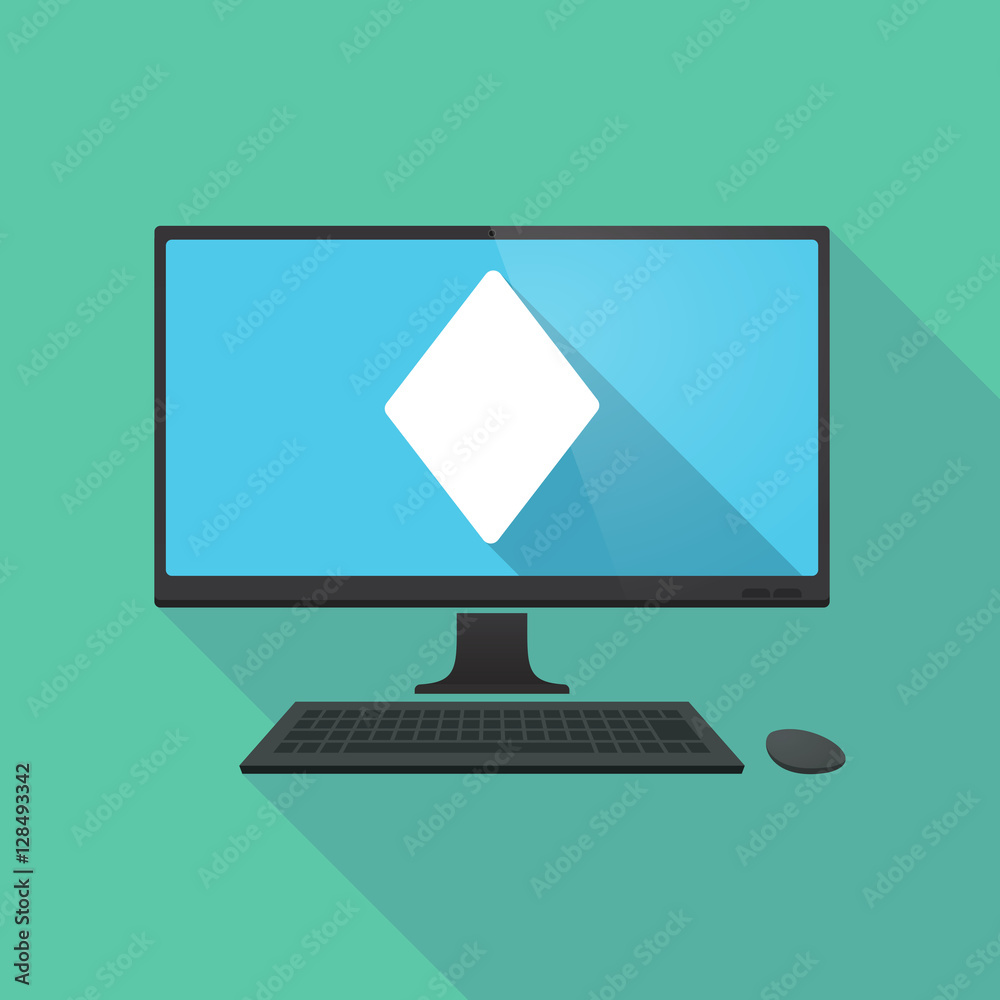 Long shadow pc with the diamond poker playing card sign Long shadow pc with the diamond poker playing card sign