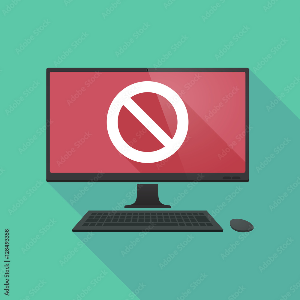Long shadow pc with a forbidden sign Long shadow pc with a forbidden sign