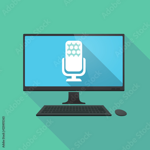Long shadow pc with  a microphone sign