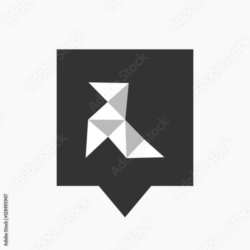 Isolated tooltip with  a paper bird
