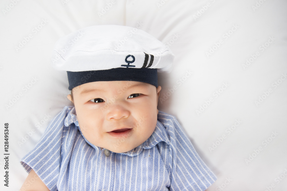 Close up asian baby face smiling 7 months old Close up asian baby face smiling 7 months old