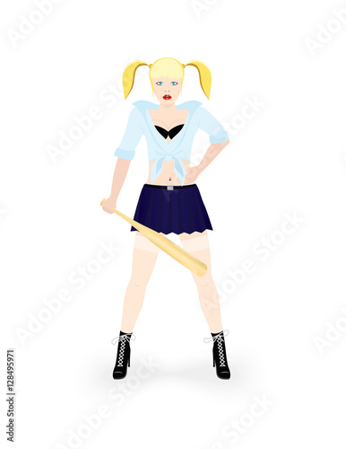 Dangerous girl with a baseball bat