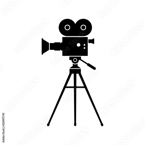 Movie camera vector icon, isolated object on white background