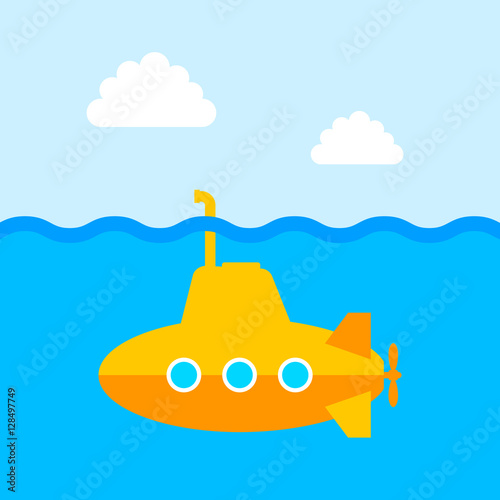 Yellow submarine vector icon