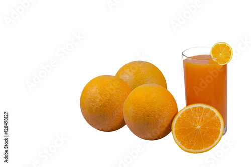 Glass of orange juice isolated on white