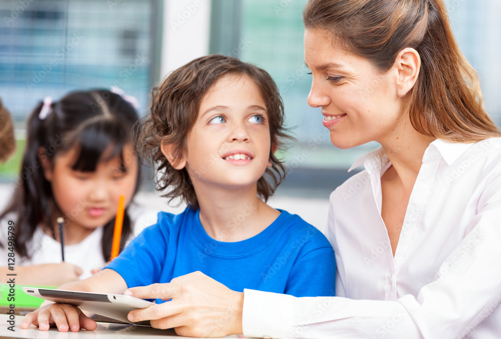 Primary school scene in multi ethnic classroom Primary school scene in multi ethnic classroom
