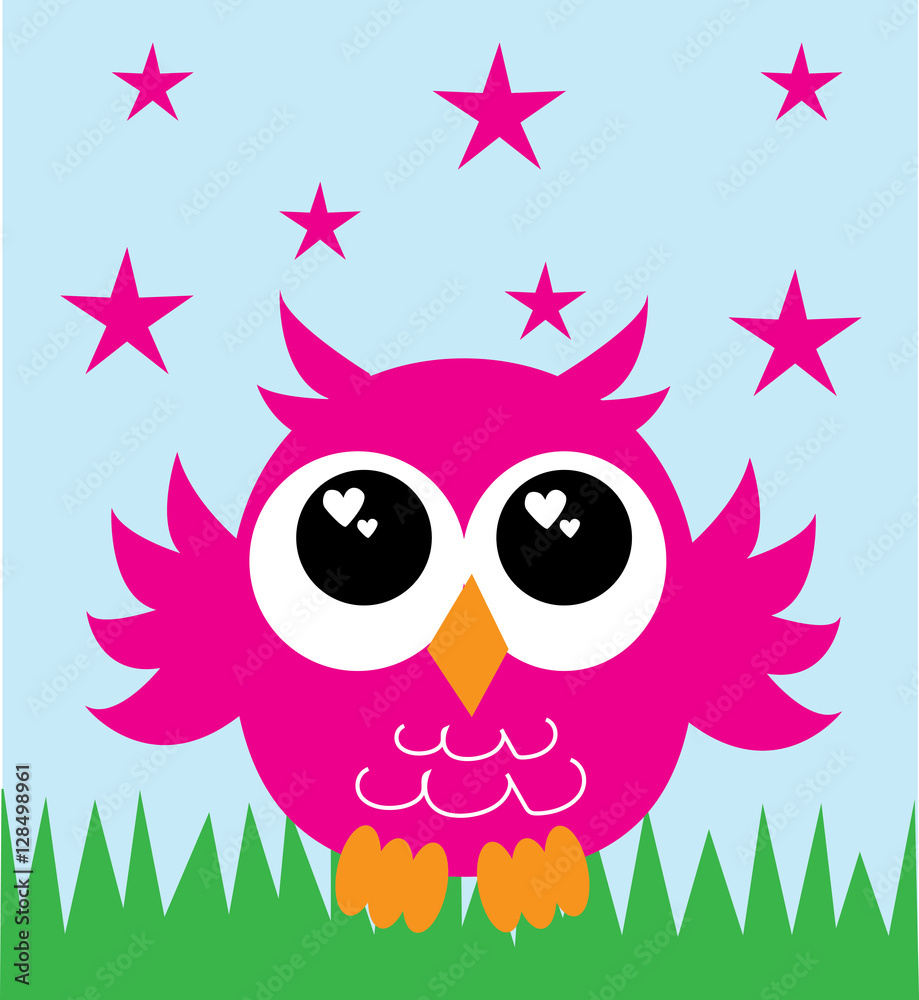 Fototapeta premium a sweet little bright pink owl