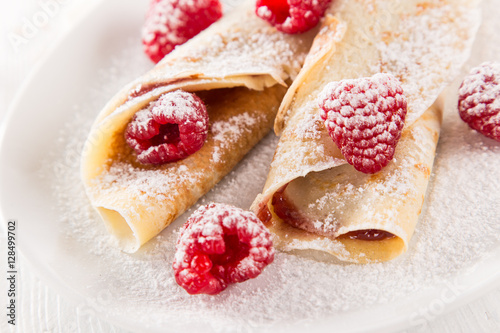 Pancakes with berries and m...