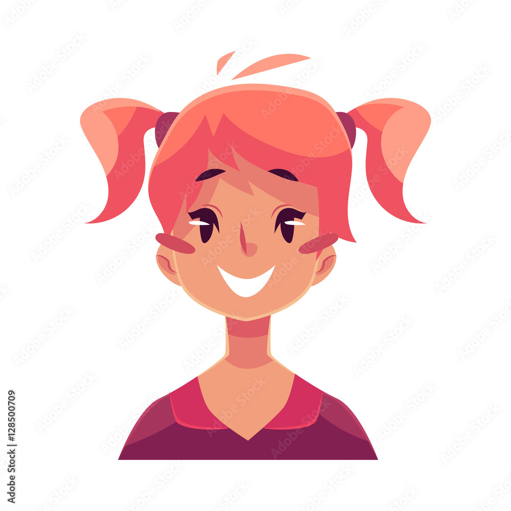 happy cartoon face girl