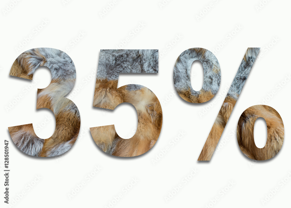 35% Rotfuchs Pelz in einer Schriftart eingearbeitet 35% Rotfuchs Pelz in einer Schriftart eingearbeitet