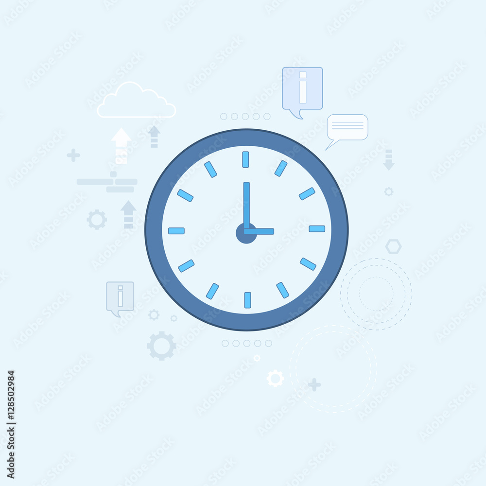Time Management Business Timing Clock Icon Thin Line Vector Illustration