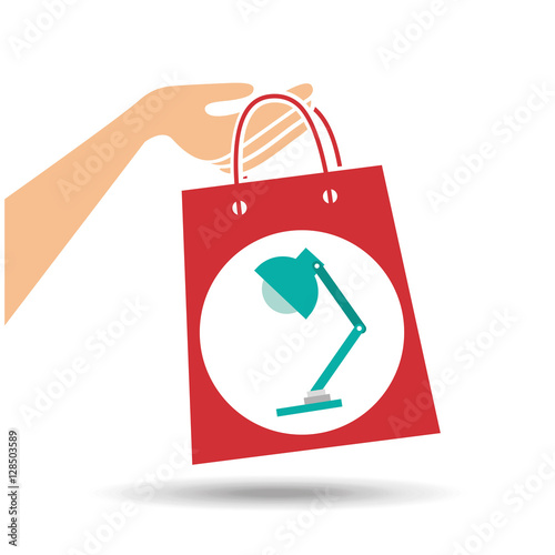 hand holds bag gift lamp bulb design vector illustration eps 10