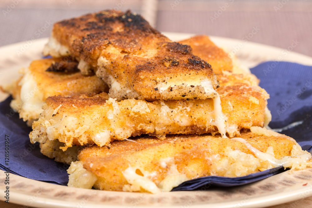 Delicious melting fried yellow cheese in eggs Delicious melting fried yellow cheese in eggs