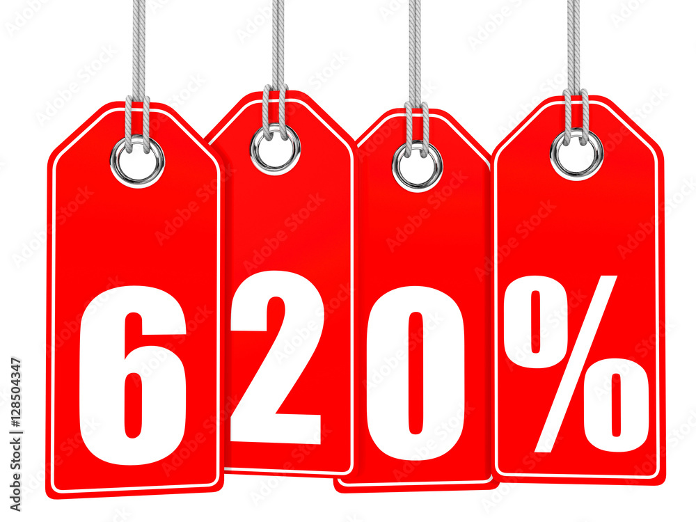 Discount 620 percent off. 3D illustration. Discount 620 percent off. 3D illustration.